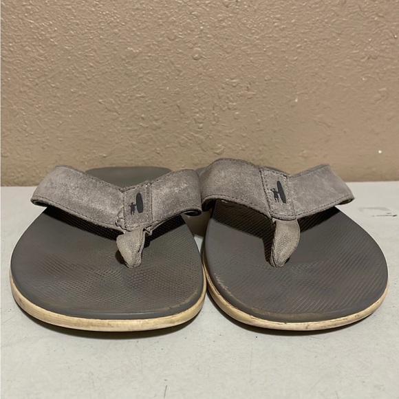 Johnnie-O Dockside Surfer Beach Gray Leather Flip Flop Sandals Men’s 10 - Picture 5 of 7
